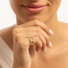 κίτρινο χρυσό δαχτυλίδι σεβαλιέ ζιργκόν D11101028(a)