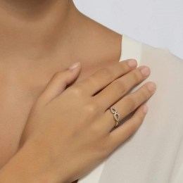 Κίτρινο χρυσό γυναικείο δαχτυλίδι δάκρυ D11100376(b)