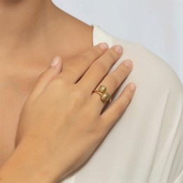 Κίτρινο χρυσό γυναικείο δαχτυλίδι μπάλες D11100676(b)