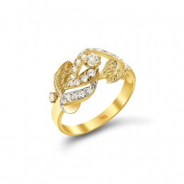 Κίτρινο χρυσό γυναικείο δαχτυλίδι φύλλο D11100668