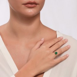 κίτρινο χρυσό γυναικείο δαχτυλίδι πράσινο ζιργκόν D11100921(a)