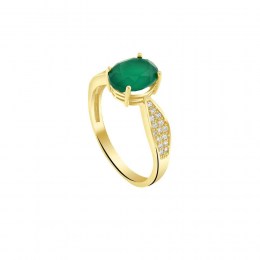 κίτρινο χρυσό γυναικείο δαχτυλίδι πράσινο ζιργκόν D11100921