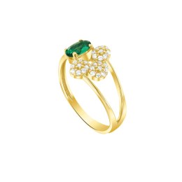 κίτρινο χρυσό γυναικείο δαχτυλίδι πράσινο ζιργκόν D11101023