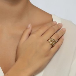 Κίτρινο χρυσό γυναικείο δαχτυλίδι ζιργκόν D11100665(b)