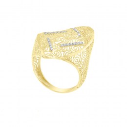 κίτρινο χρυσό γυναικείο δαχτυλίδι ζιργκόν D11400854