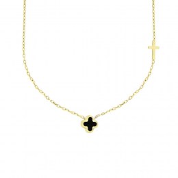 κίτρινο χρυσό γυναικείο κολιέ μαύρος σταυρός KL11100158