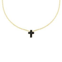κίτρινο χρυσό γυναικείο κολιέ μαύρος σταυρός KL11100508