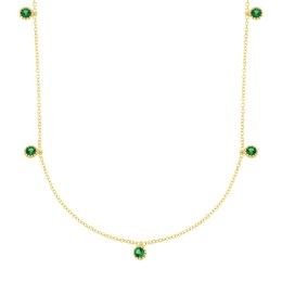 Κίτρινο χρυσό γυναικείο κολιέ πράσινα ζιργκόν KL11100556