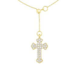κίτρινο χρυσό γυναικείο κολιέ σταυρός KL11100496