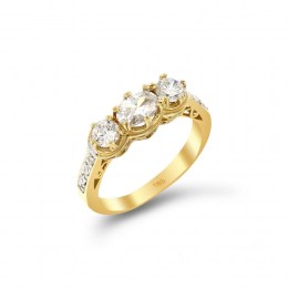 Κίτρινο χρυσό μισόβερο δαχτυλίδι ζιργκόν D11100712