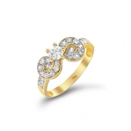 Κίτρινο χρυσό μονόπετρο δαχτυλίδι ζιργκόν D11100237