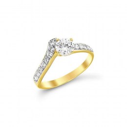 Κίτρινο χρυσό μονόπετρο δαχτυλίδι ζιργκόν D11100257