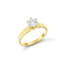Κίτρινο χρυσό μονόπετρο δαχτυλίδι ζιργκόν D11100268