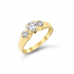 Κίτρινο χρυσό μονόπετρο δαχτυλίδι ζιργκόν D11100310