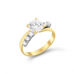 Κίτρινο χρυσό μονόπετρο δαχτυλίδι ζιργκόν D11100631