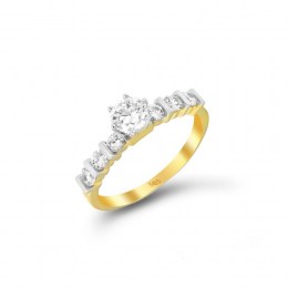 Κίτρινο χρυσό μονόπετρο δαχτυλίδι ζιργκόν D11400213