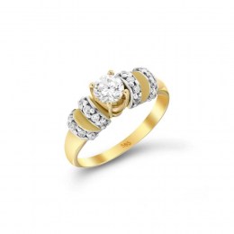 Κίτρινο χρυσό μονόπετρο δαχτυλίδι ζιργκόν D11400230