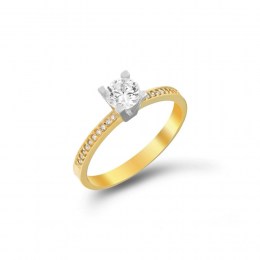 Κίτρινο χρυσό μονόπετρο δαχτυλίδι ζιργκόν D11400234