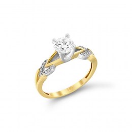 Κίτρινο χρυσό μονόπετρο δαχτυλίδι ζιργκόν D11400246