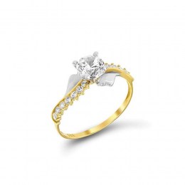 Κίτρινο χρυσό μονόπετρο δαχτυλίδι ζιργκόν D11400252
