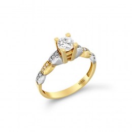 Κίτρινο χρυσό μονόπετρο δαχτυλίδι ζιργκόν D11400256