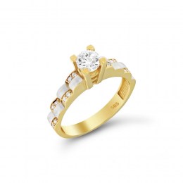 Kίτρινο χρυσό μονόπετρο δαχτυλίδι ζιργκόν D11400296