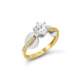 Κίτρινο χρυσό μονόπετρο δαχτυλίδι ζιργκόν D11400299