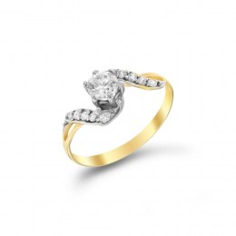 κίτρινο χρυσό μονόπετρο δαχτυλίδι ζιργκόν D11400341