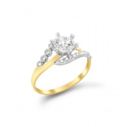 Κίτρινο χρυσό μονόπετρο δαχτυλίδι ζιργκόν D11400625