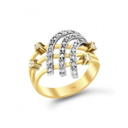 Κίτρινο χρυσό δαχτυλίδι γυναικείο ζιργκόν D11400702