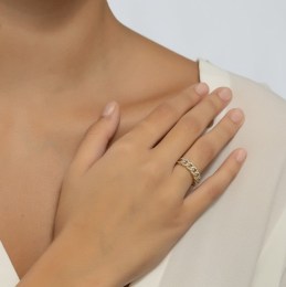 Κίτρινο χρυσό γυναικείο δαχτυλίδι αλυσίδα D11100697(b)