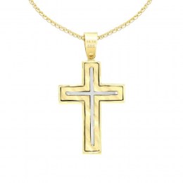 κίτρινος χρυσός ανδρικός σταυρός δύο όψεων ST11400939(a)