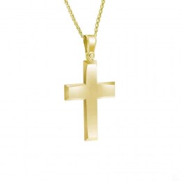 Κίτρινος χρυσός βαπτιστικός σταυρός διπλής όψης ST11100011