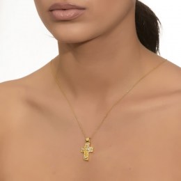 κίτρινος χρυσός γυναικείος σταυρός αστέρια ST11400737(a)