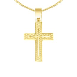 κίτρινος χρυσός γυναικείος σταυρός διπλής όψης ST11101106(a)