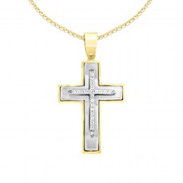 κίτρινος χρυσός γυναικείος σταυρός δύο όψεων ST11400936