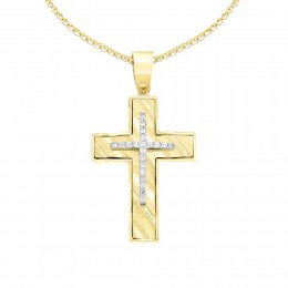 κίτρινος χρυσός γυναικείος σταυρός δύο όψεων ST11400947