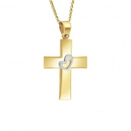 κίτρινος χρυσός γυναικείος σταυρός καρδιά ST11400286