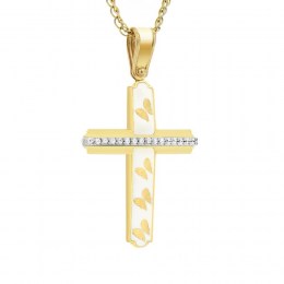 κίτρινος χρυσός γυναικείος σταυρός πεταλούδες ST11100771
