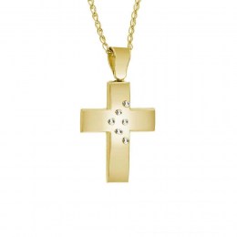 κίτρινος χρυσός γυναικείος σταυρός ζιργκόν ST11100104