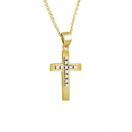 Κίτρινος χρυσός γυναικείος σταυρός ζιργκόν ST11100160 