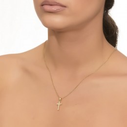 Κίτρινος χρυσός γυναικείος σταυρός ζιργκόν ST11100163(a)