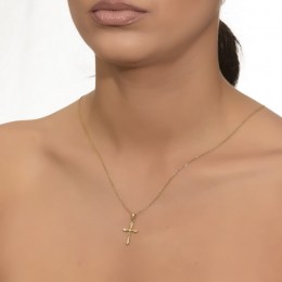 κίτρινος χρυσός γυναικείος σταυρός ζιργκόν ST11100186(a)