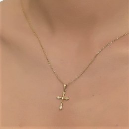 κίτρινος χρυσός γυναικείος σταυρός ζιργκόν ST11100186(b)
