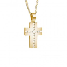 κίτρινος χρυσός γυναικείος σταυρός ζιργκόν ST11100239