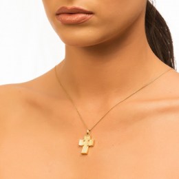 κίτρινος χρυσός γυναικείος σταυρός ζιργκόν ST11100258(a)