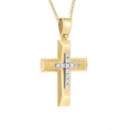 κίτρινος χρυσός γυναικείος σταυρός ζιργκόν ST11100305