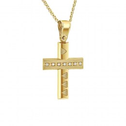 κίτρινος χρυσός γυναικείος σταυρός ζιργκόν ST11100423