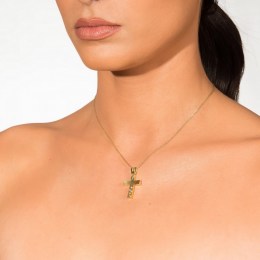 κίτρινος χρυσός γυναικείος σταυρός ζιργκόν ST11100458(a)