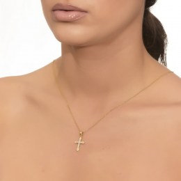 κίτρινος χρυσός γυναικείος σταυρός ζιργκόν ST11100790(a)